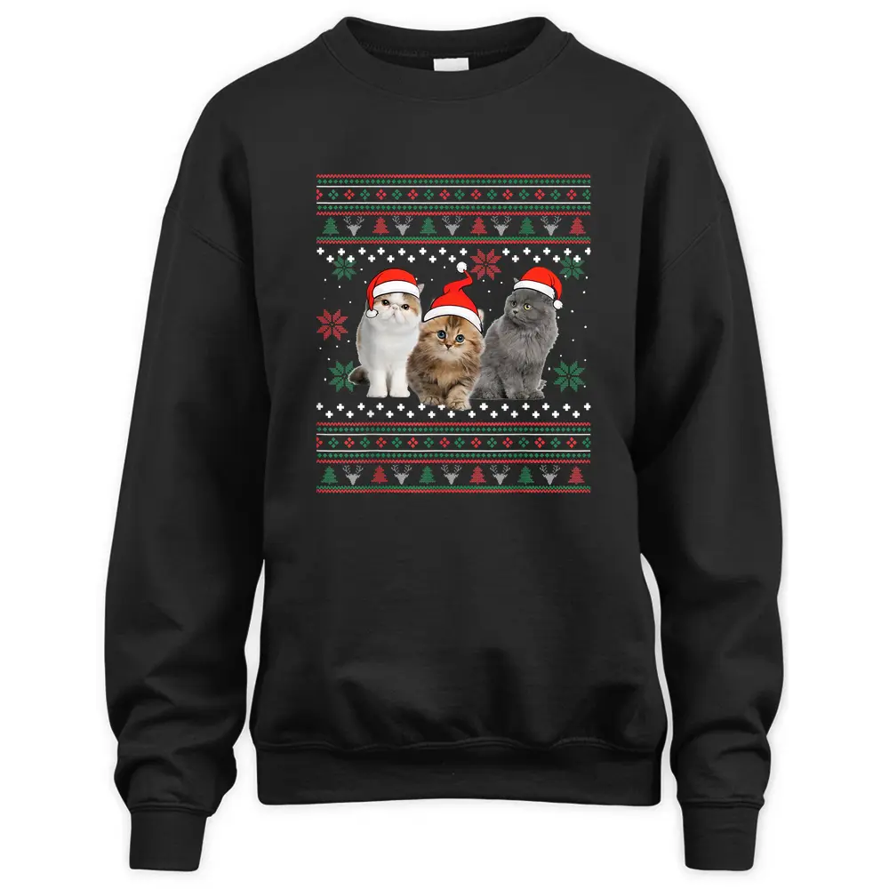 Cat Christmas Ugly Santa Hat Sweatshirt