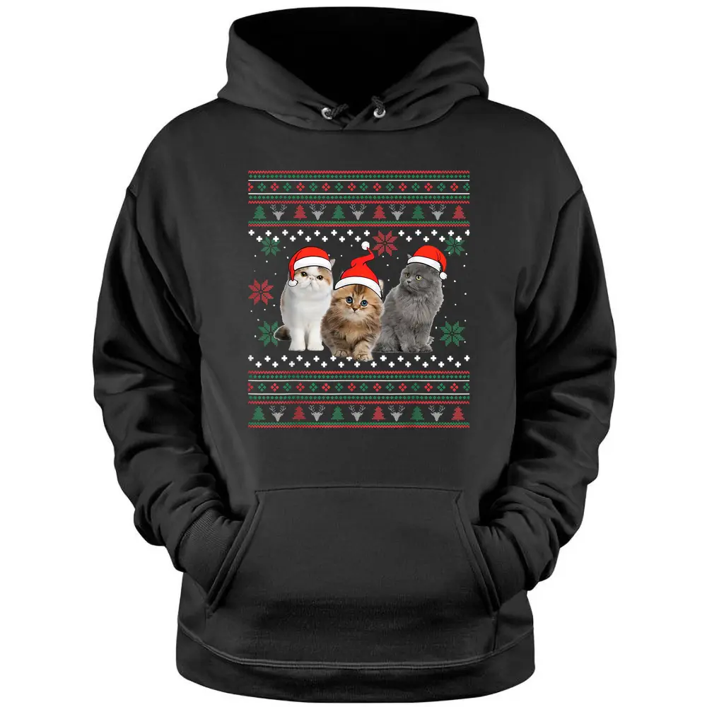 Cat Christmas Ugly Santa Hat Hoodie