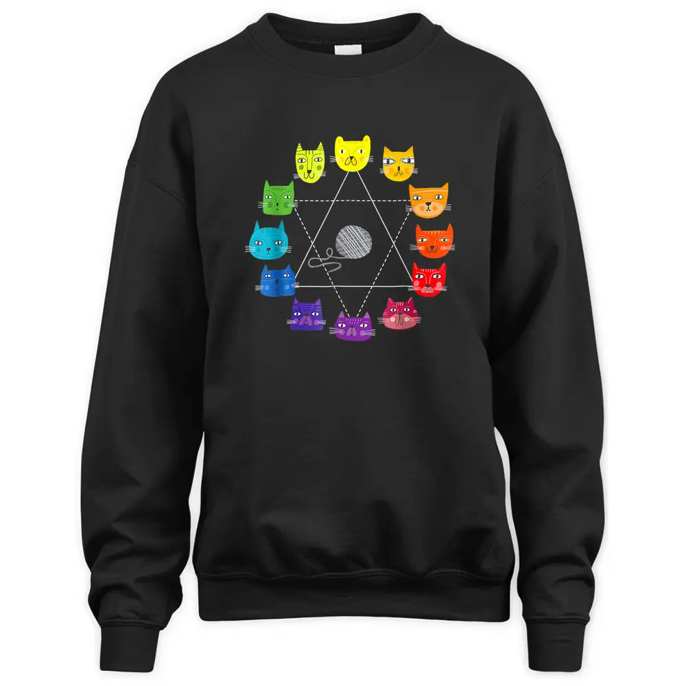 Cat Hemed Artist Color Wheel Sweatshirt