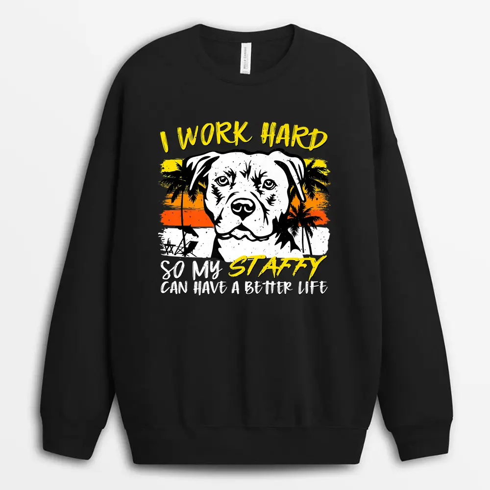 American Staffordshire Terrier Distressed Retro Vintage Sweatshirt - Black