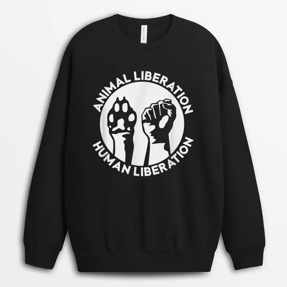 Animal Rights Liberation Vegan Vegetarian Dog Paw Sweatshirt - Black