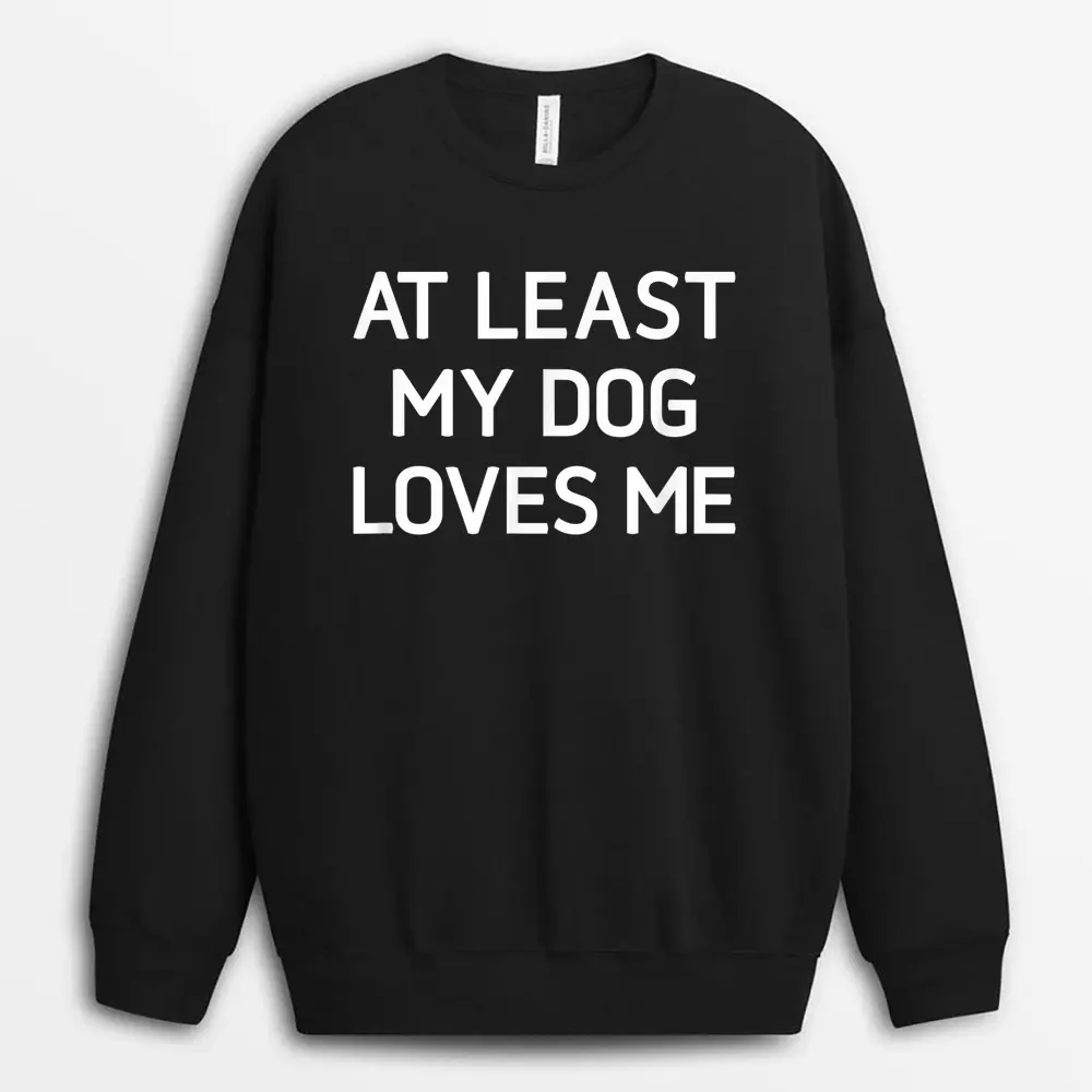 At Least My Dog Loves Me Funny Jokes Sarcastic Sweatshirt - Black