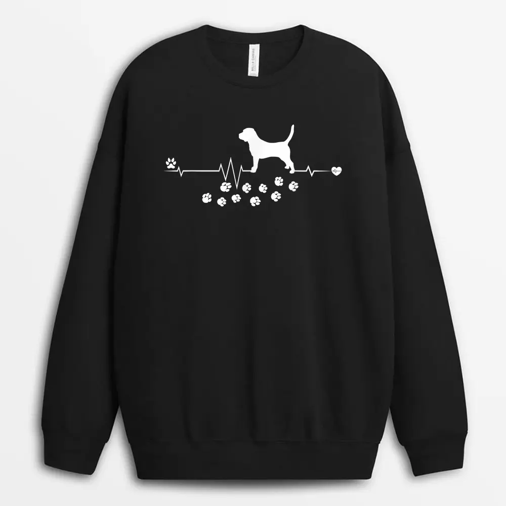 Beagle Dog Heartbeat Gift Dogs Breed Sweatshirt - Black