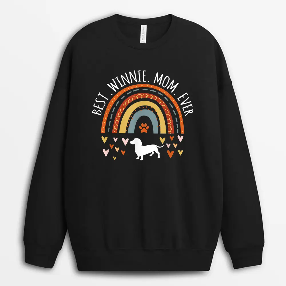 Best Winnie Mom Ever Rainbow Gifts Dachshund Lover Dog Mama Sweatshirt - Black