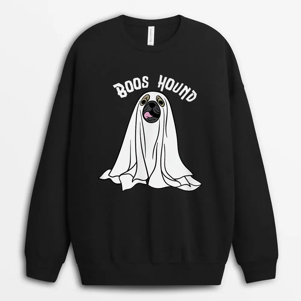 Boos Hound Funny Halloween Ghost Dog Sweatshirt - Black