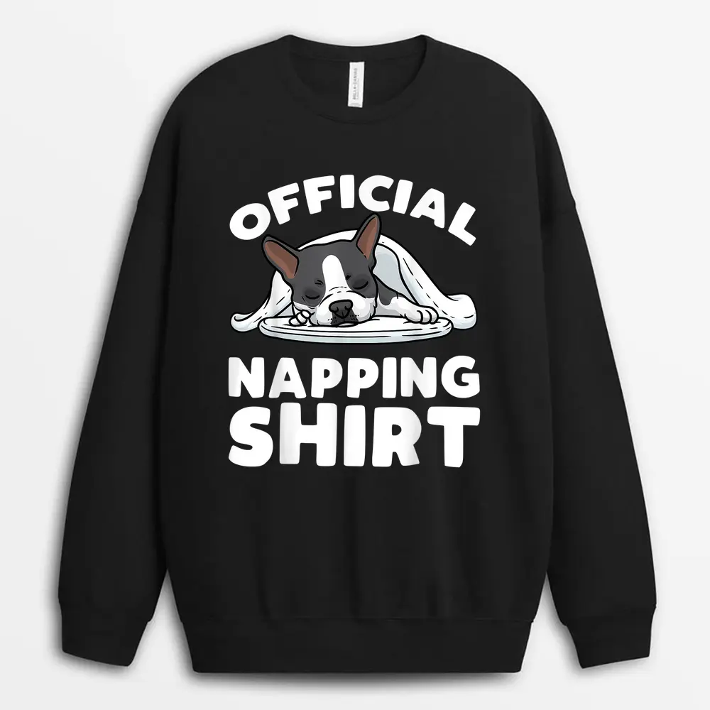 Boston Terrier Dog Official Sleeping Sweatshirt - Black