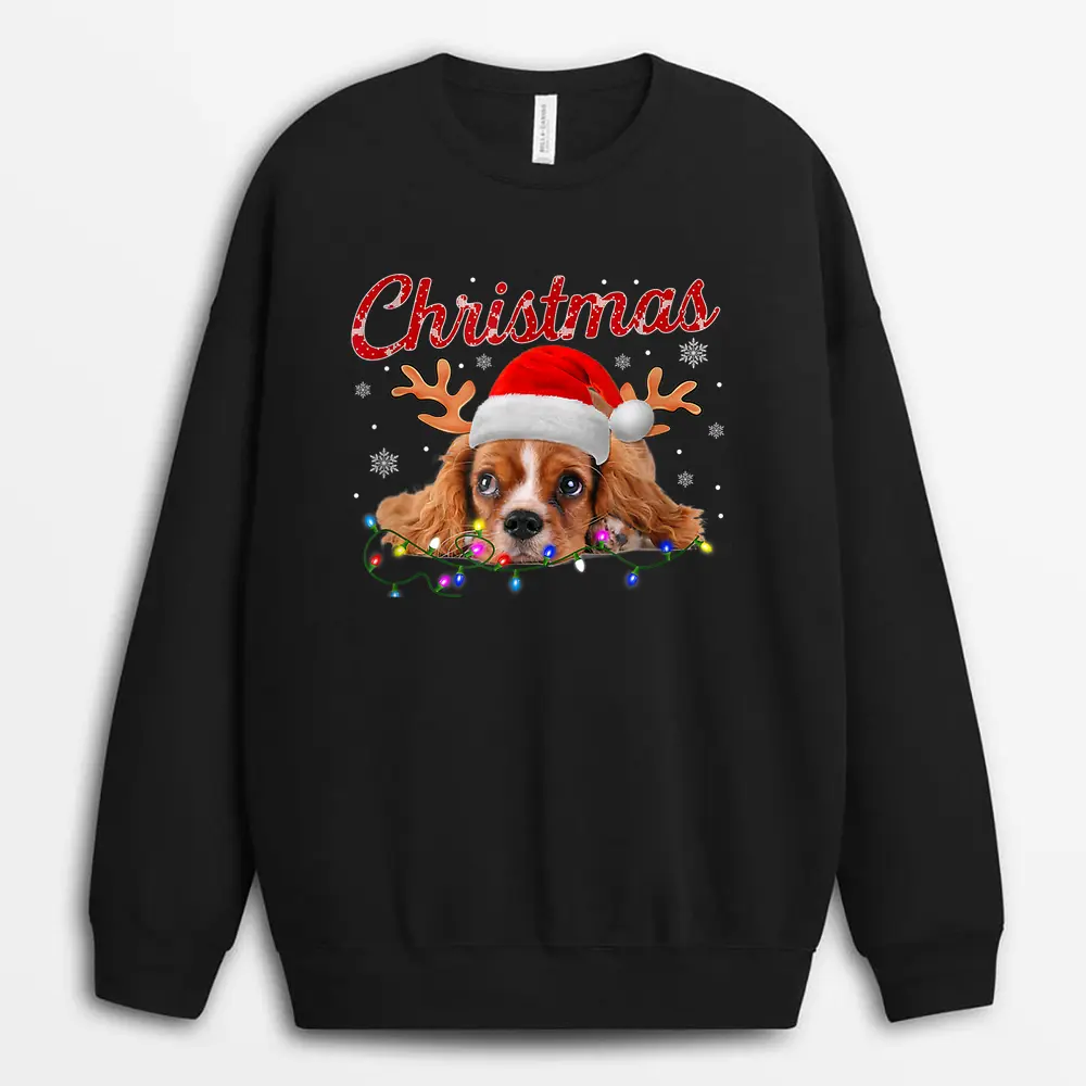 Cavalier King Charles Spaniel Dog Lover Christmas Dogs Sweatshirt - Black