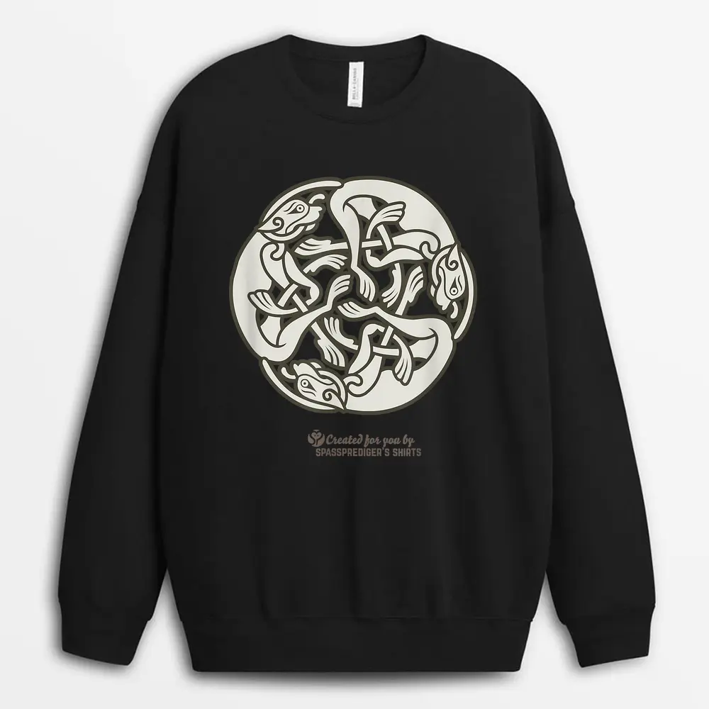 Celtic Design Wolf Dogs Triskelion From Ireland Celtic Sweatshirt - Black