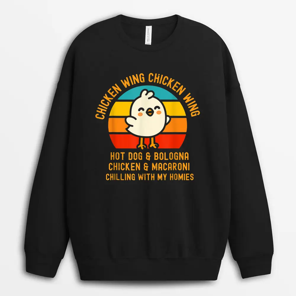 Chicken Wing Chicken Wing Hot Dog And Bologna Funny Toddler Sweatshirt - Black