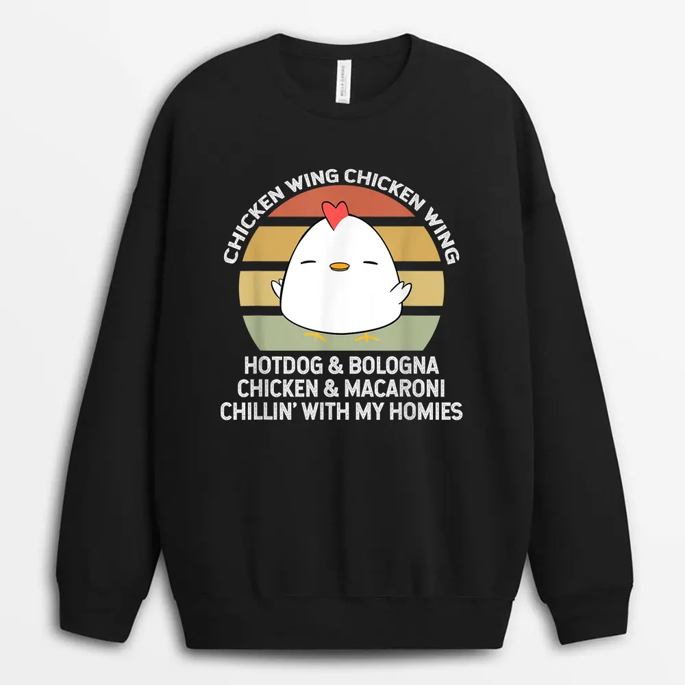 Chicken Wing Chicken Wing Hot Dog And Bologna Sweatshirt - Black