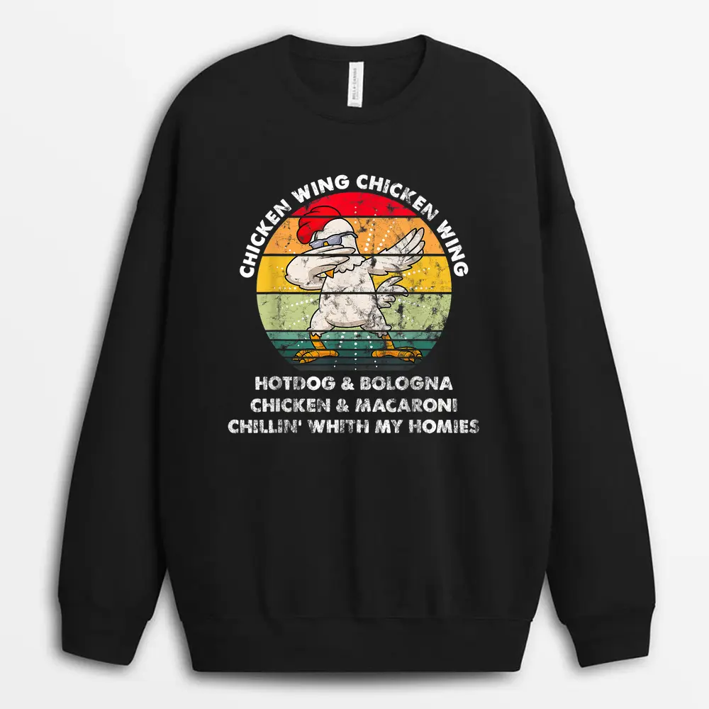 Chicken Wing Chicken Wing  Song Lyric Hot Dog Bologna Sweatshirt - Black