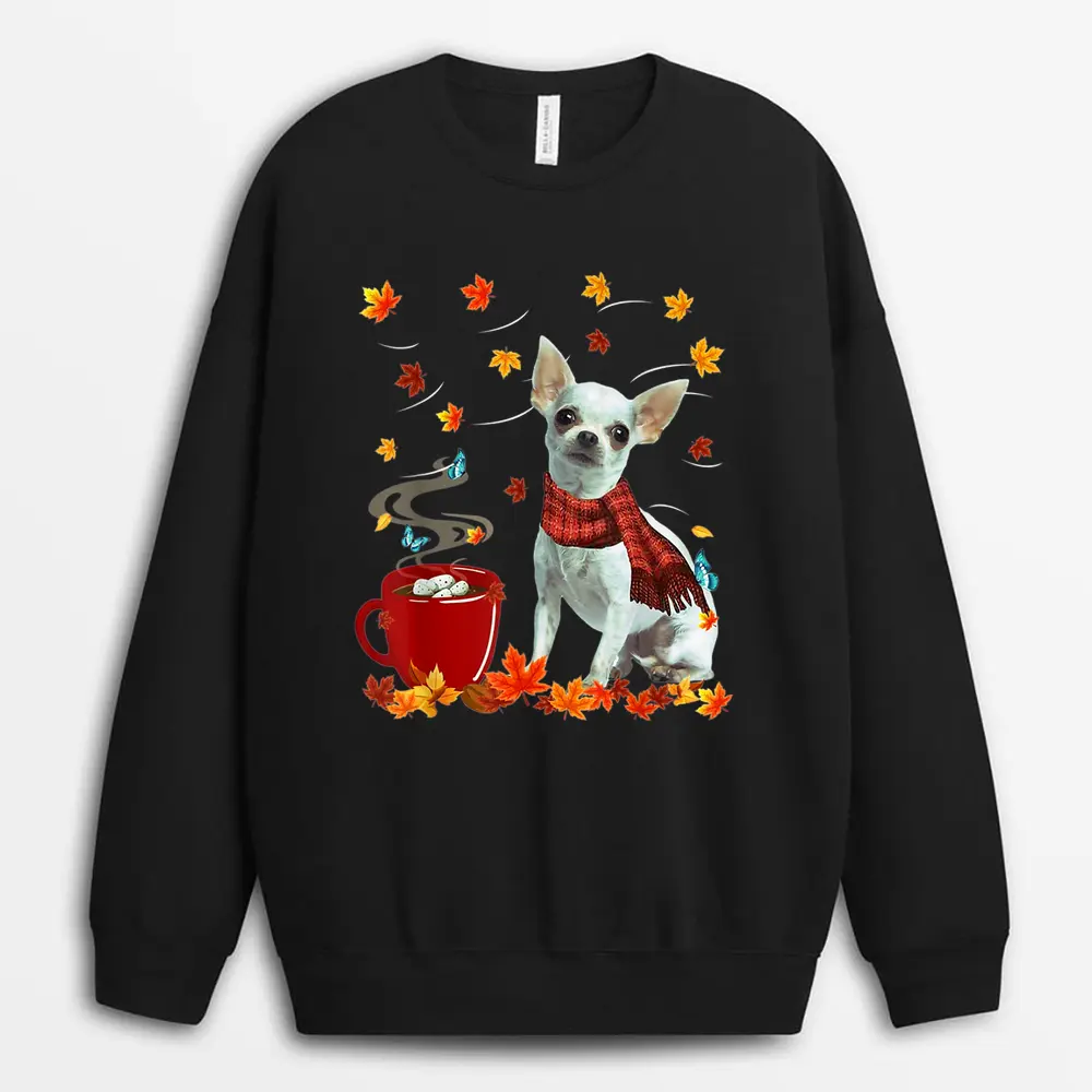 Chihuahua - Fall - Chocolate - Hot - Funny Dog Autumn Sweatshirt - Black