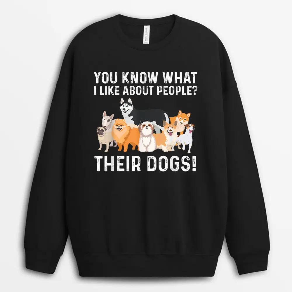 Cute Dog Design For Men Women Kids Dog Lovers I Like Dogs Sweatshirt - Black