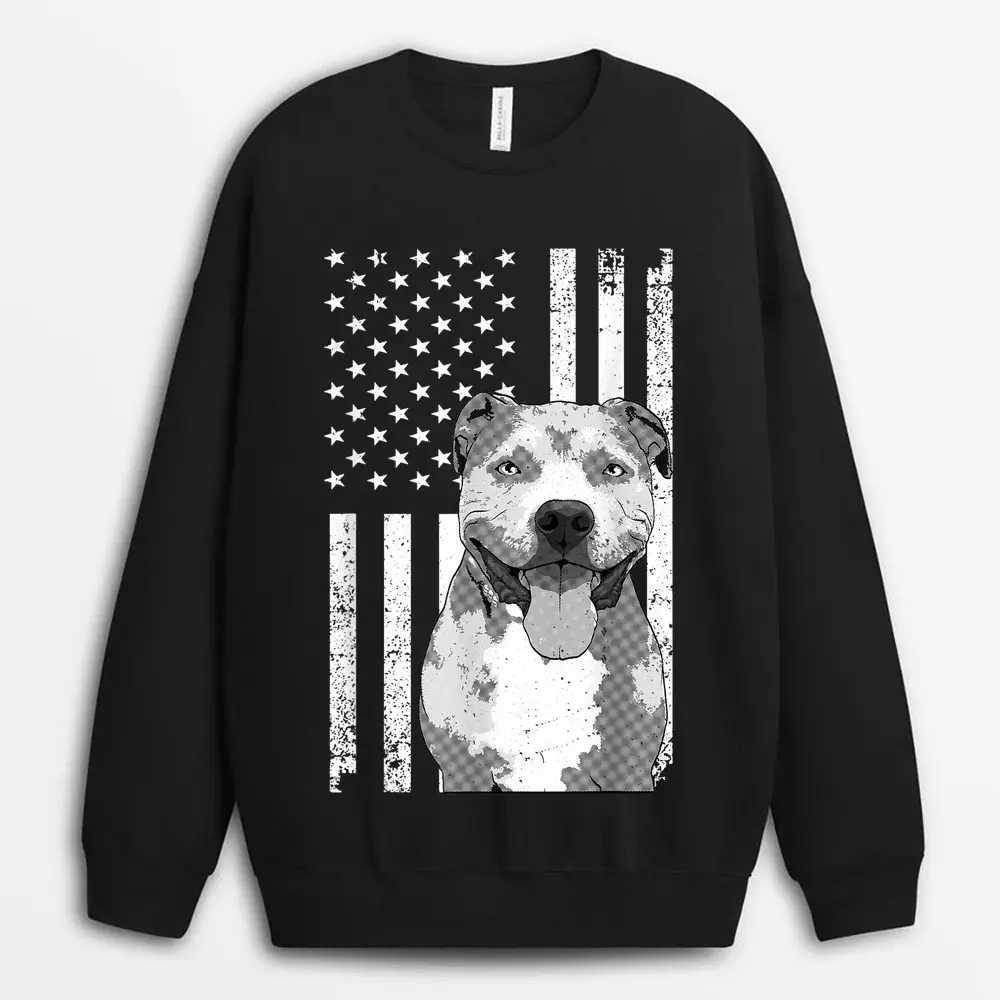 Cute Pitbull Design For Men Women Pitbull Dog Terrier Lover Sweatshirt - Black